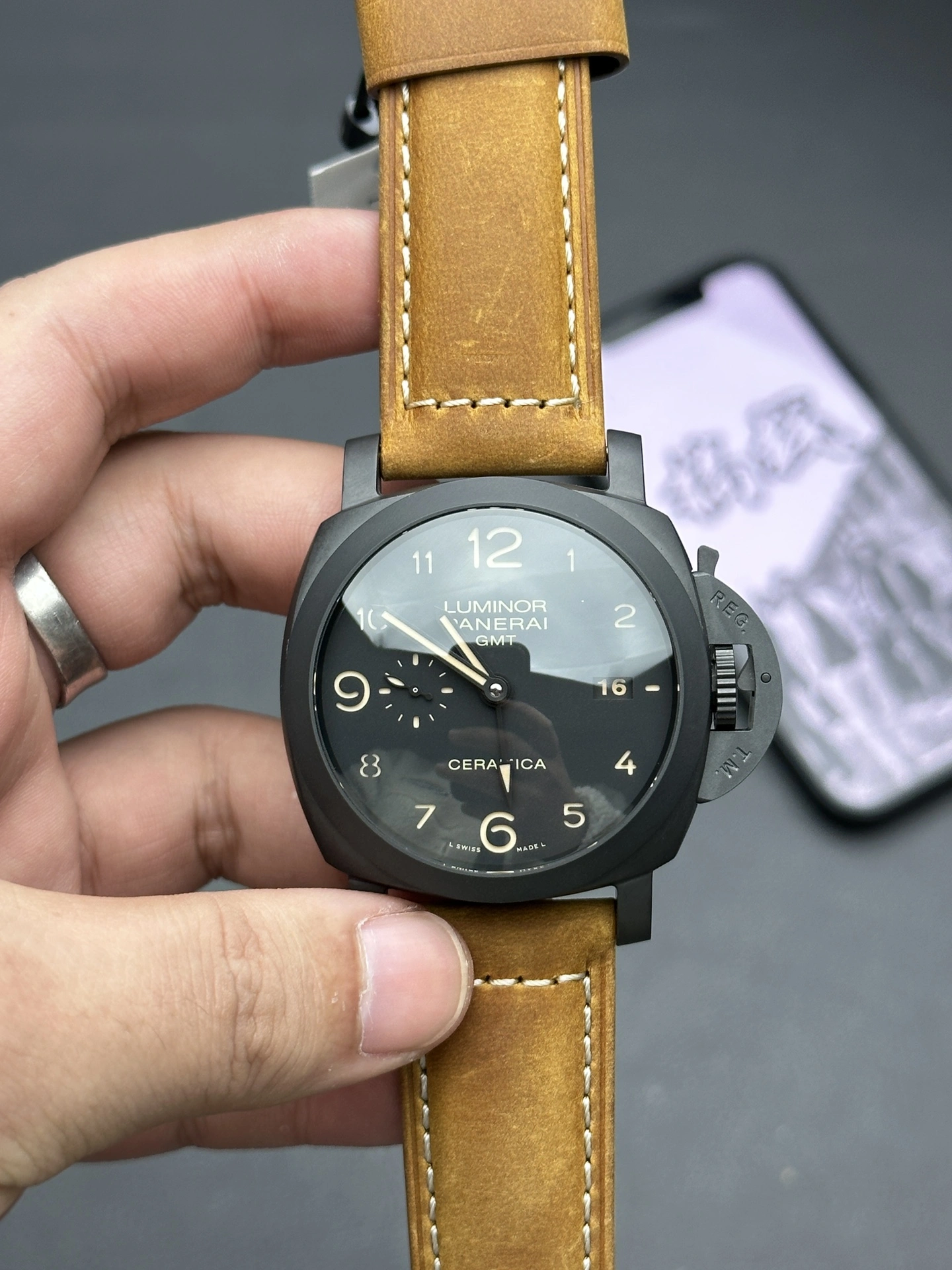 Stretchable CBD Factory Panerai Luminor 1950 GMT Ceramica 44mm PAM00441 1:1 Super Clone – DDP.9001 Movement 355